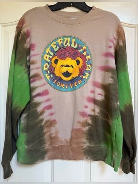 Grateful Dead Tie Dye Bear Sweatshirt Graphic Crewneck Sz M